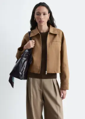 Veste courte en sergé - Beige foncé — photo 2