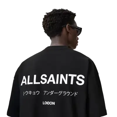 ALLSAINTS Underground Oversized Crew Neck T-Shirt Jet Black — photo 3