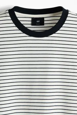 T-shirt boxy Relaxed Fit en coton - Blanc/rayé — photo 5