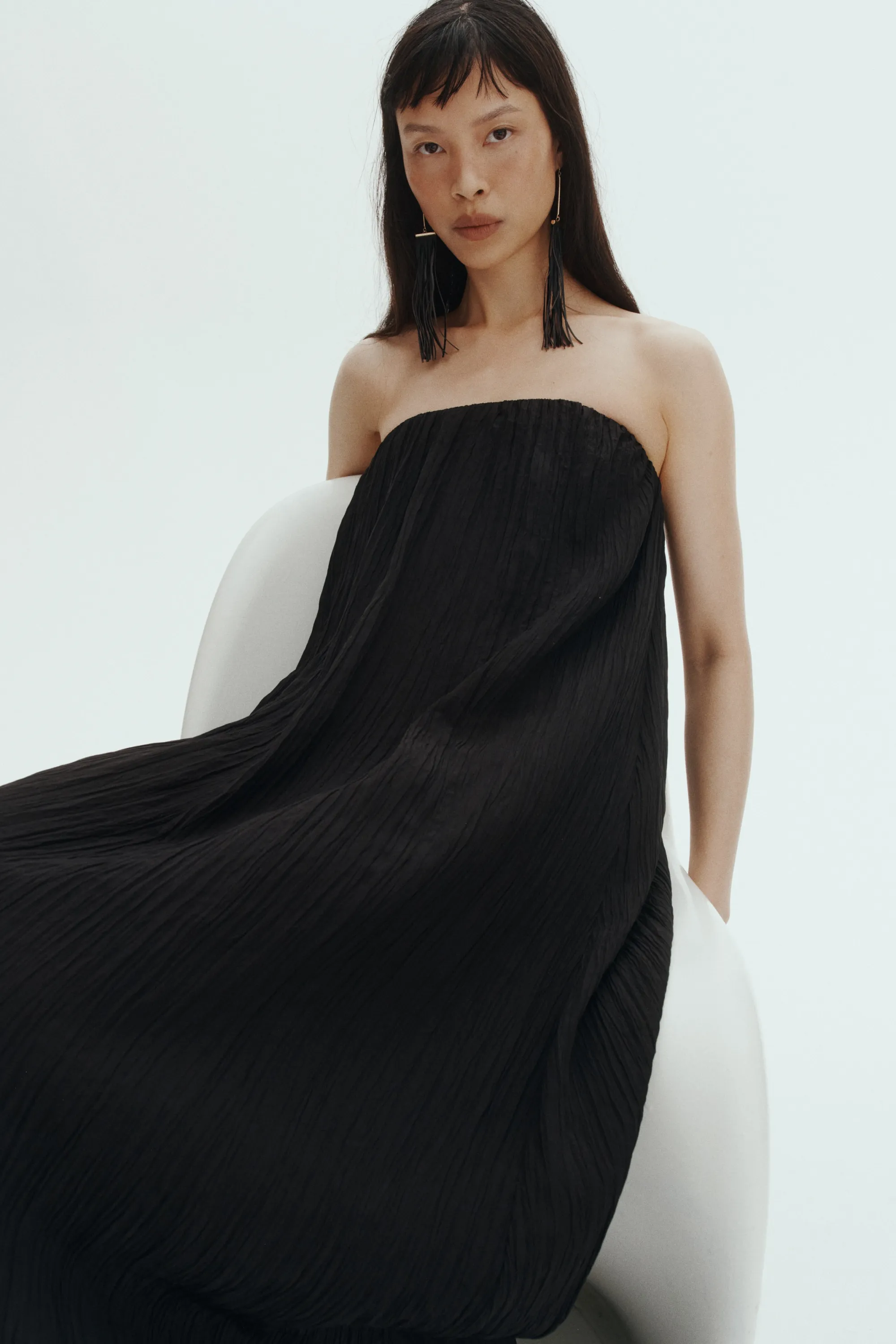 Robe bandeau froissée - Noir
