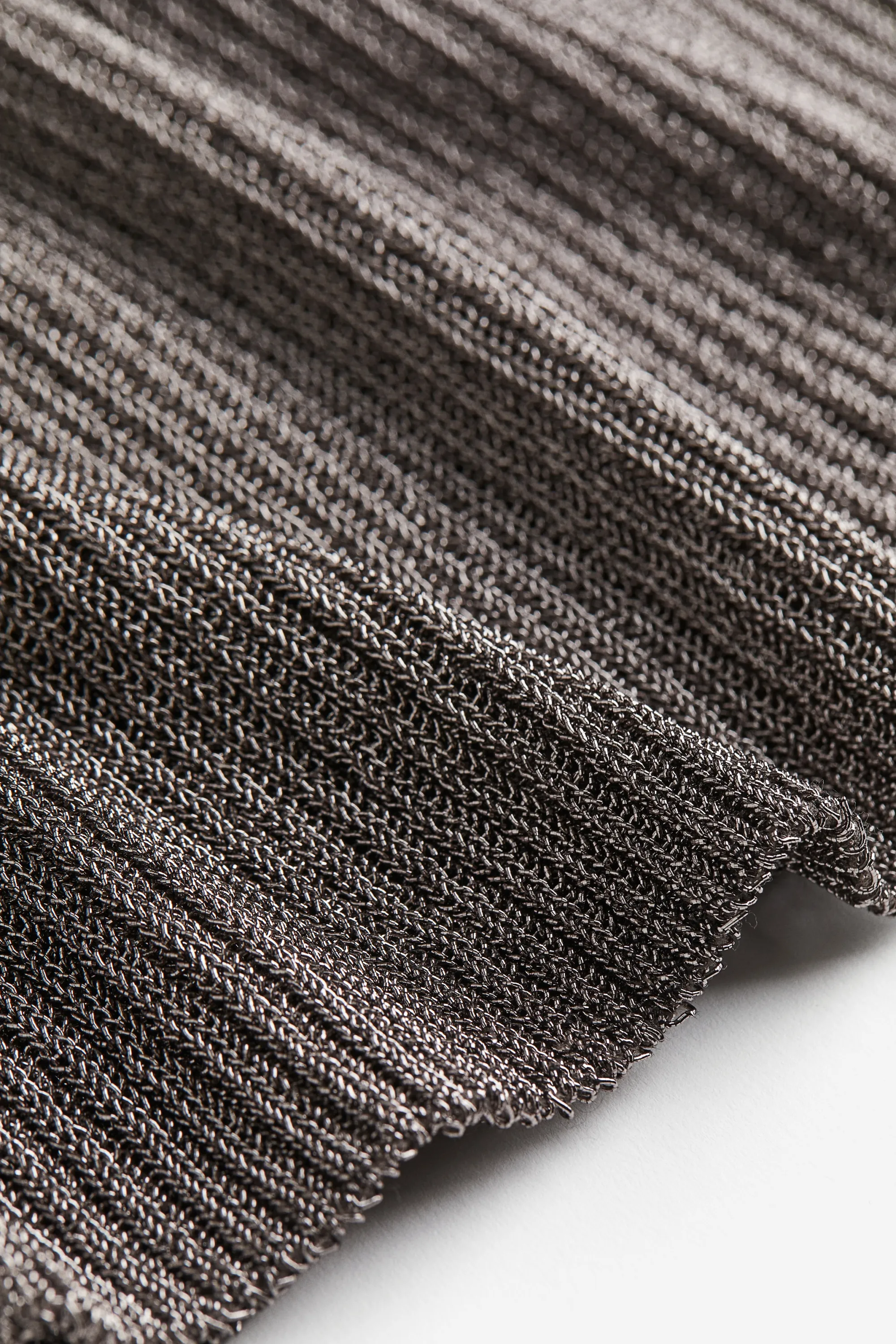 Top métallisé en maille côtelée - Gris/argenté