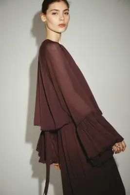 Robe oversize à effet superposé - Marron foncé — photo 3