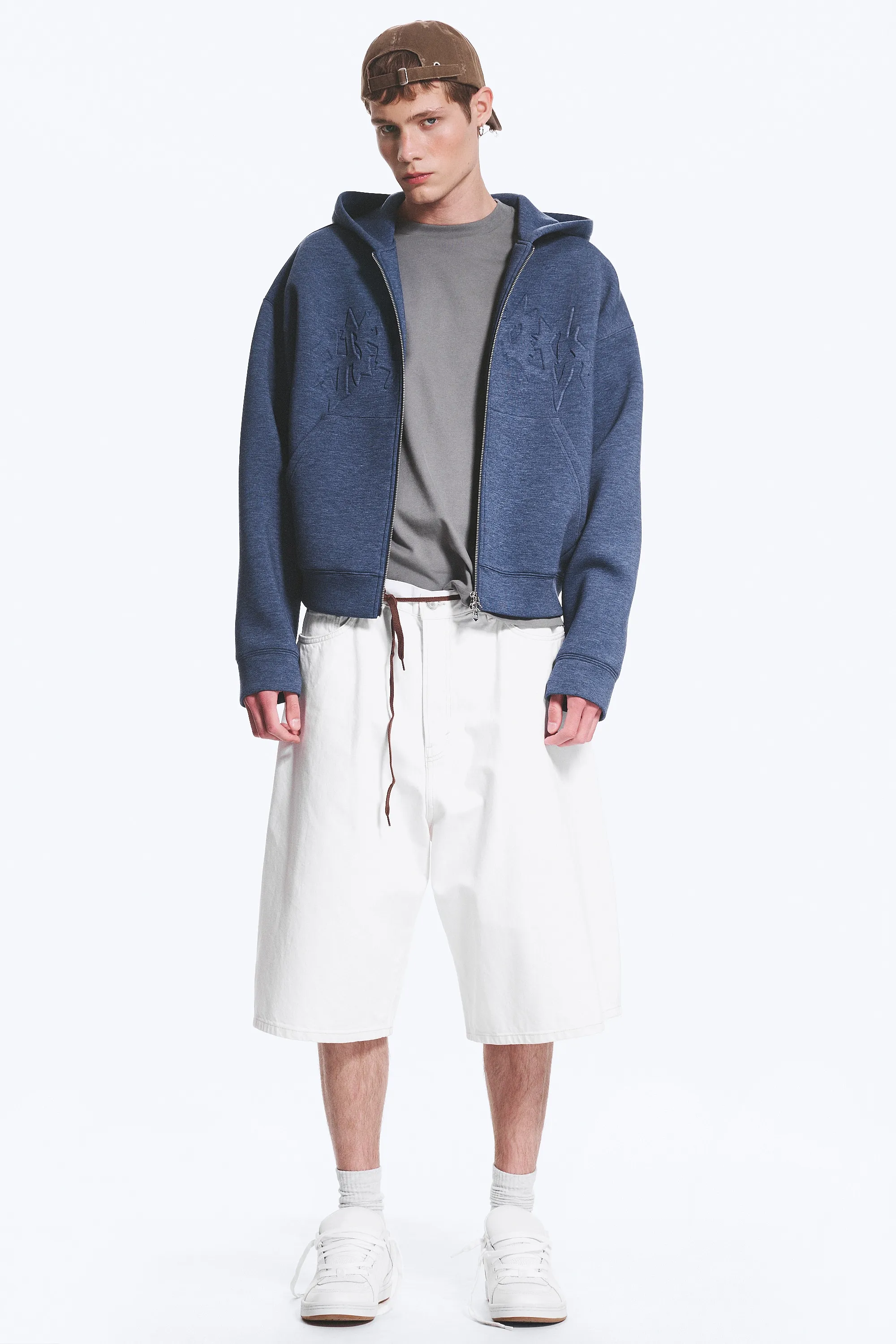 Simon Graphic Scuba Hoodie - Bleu foncé - Gaufré