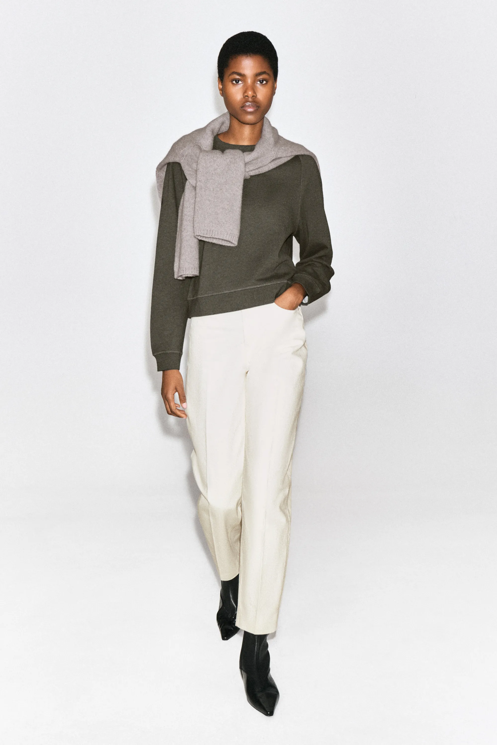 SWEAT EN COTON - BRUN