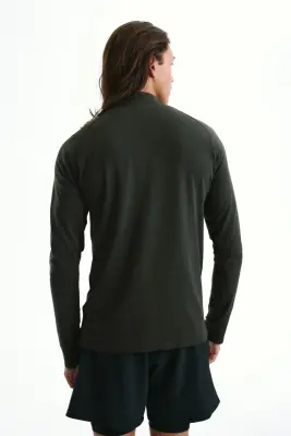 T-shirt de sport à col zippé Muscle Fit DryMove™ - Olive foncé — photo 3