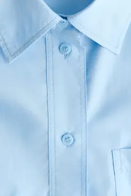 Chemise oversize en popeline - Bleu clair — photo 4