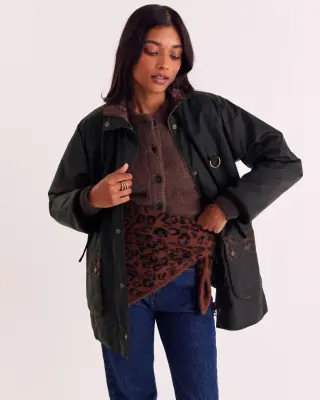 Veste Anaïs kaki et léopard fauve Barbour x Balzac Paris — photo 5
