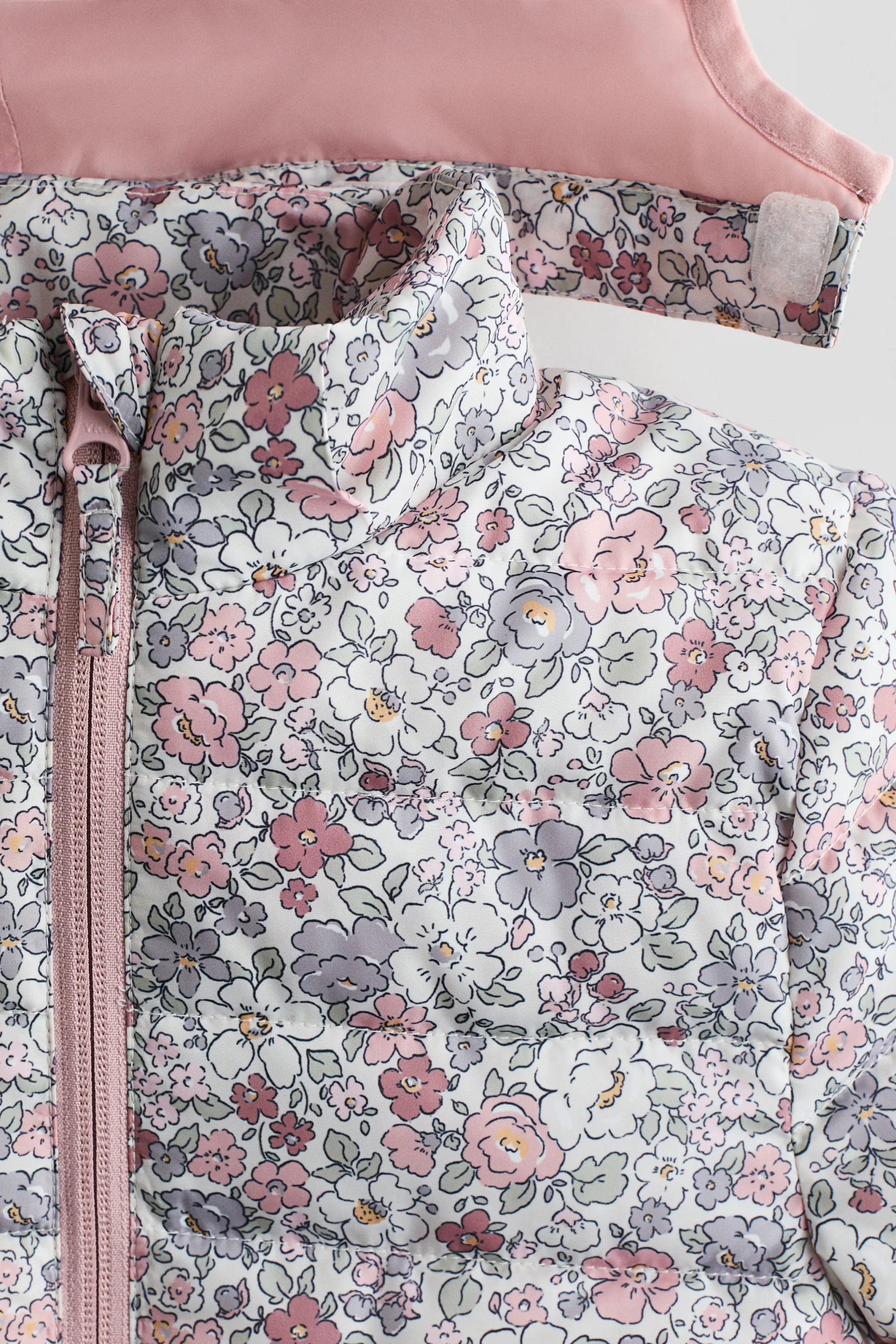 Veste déperlante matelassée - Blanc/fleuri