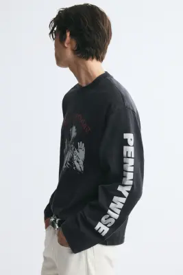 T-shirt imprimé Regular Fit Boxy en coton - Gris anthracite/Ça — photo 3