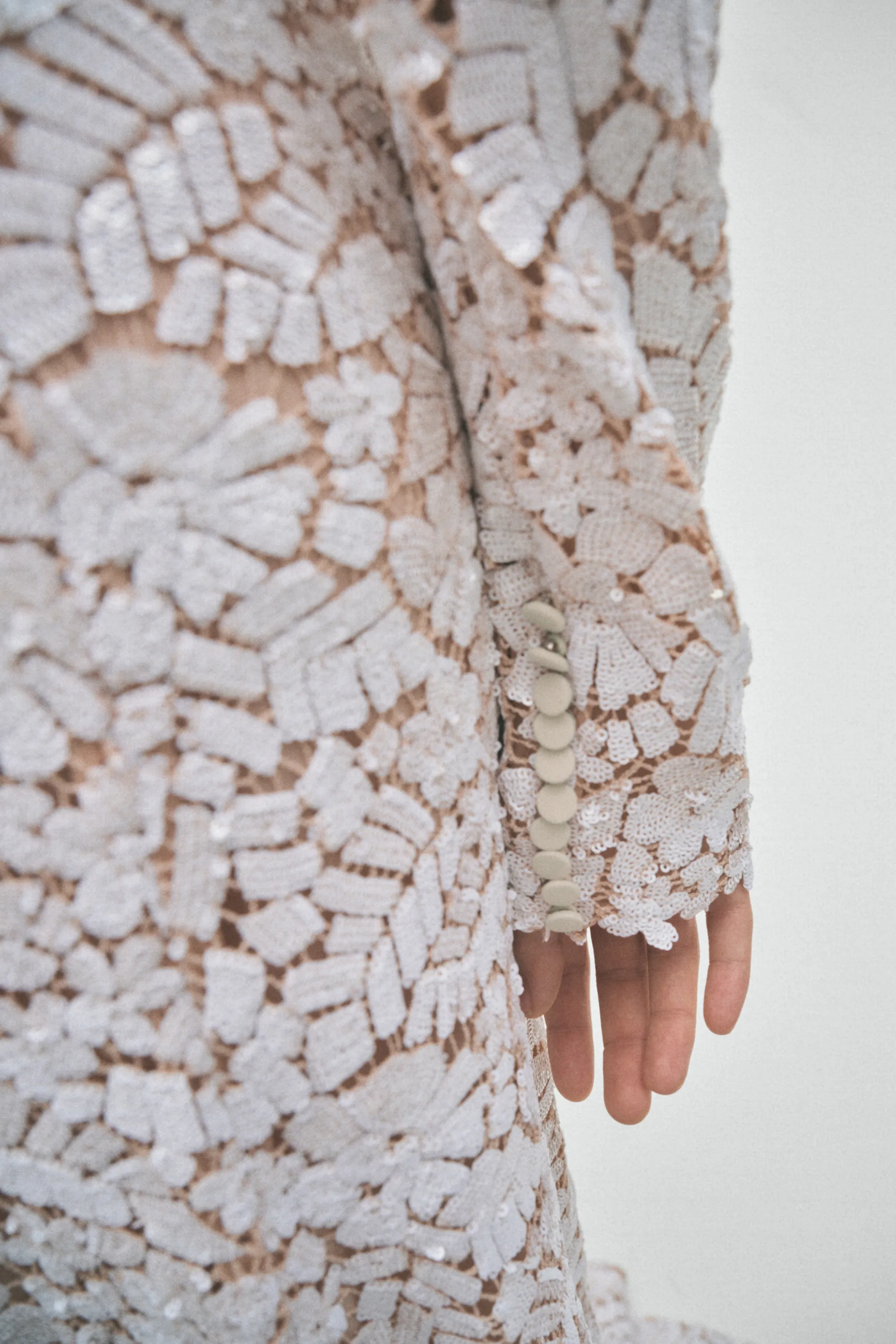 Robe à sequins avec épaulettes - Blanc
