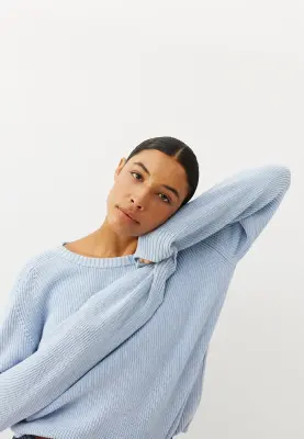 Le pull en coton - Bleu clair — photo 5
