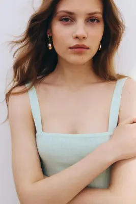 Robe en maille avec jupe évasée - Turquoise clair — photo 2