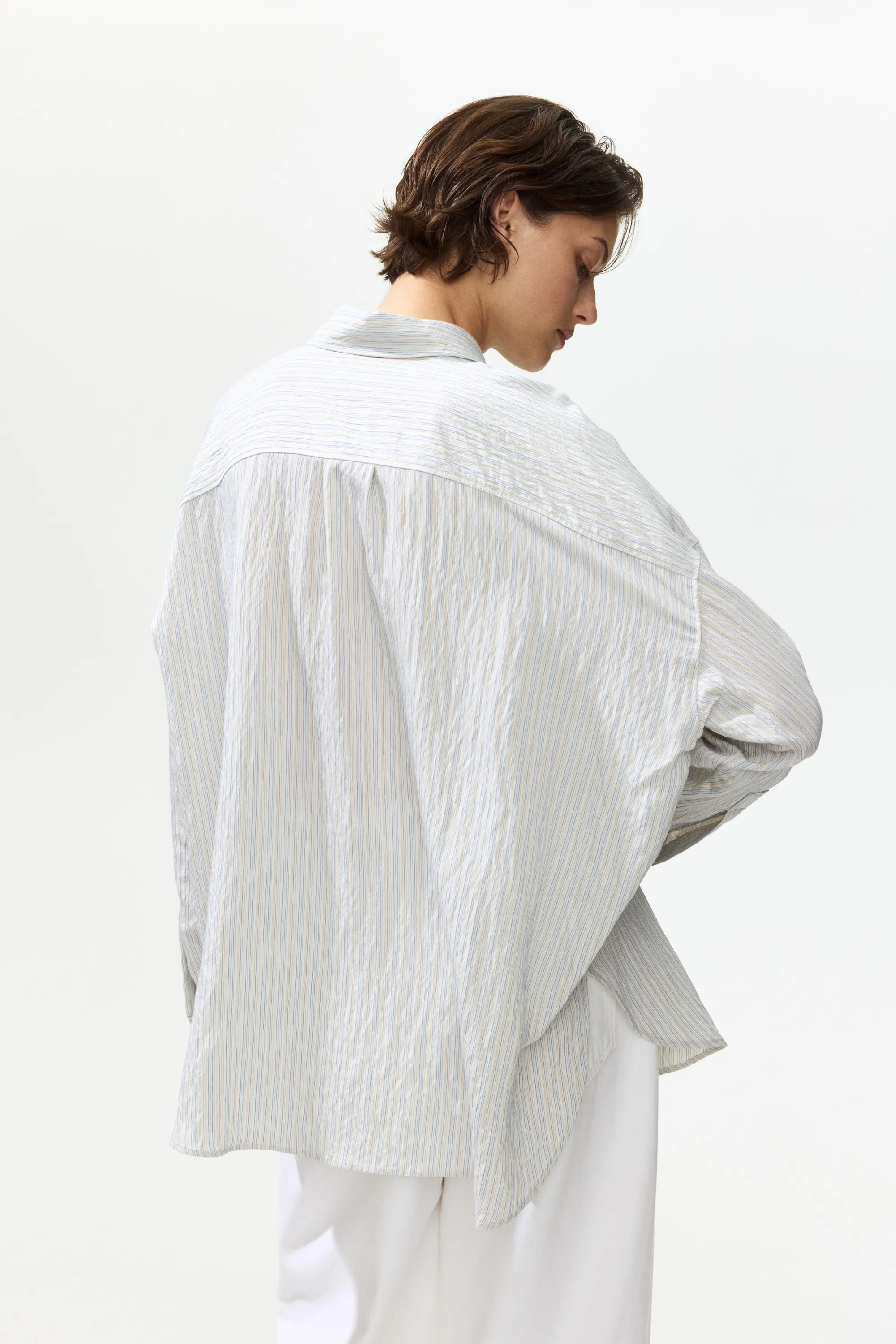 Chemise oversize - Blanc/rayures bleues