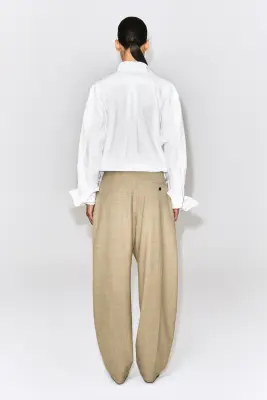 PANTALON TAILLEUR TULIPE À PLIS - BEIGE CHINÉ — photo 4