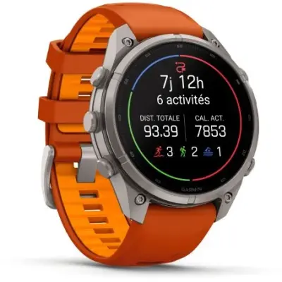 Garmin Fenix 9 Pro InReach amoled 47mm Sapphire Titane bracelet ocre/orange 010-04336-01 — photo 4