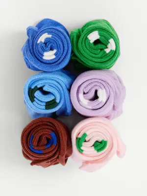 Chaussettes en maille côtelée, 3 paires - Rouille/Bleu/Blanc — photo 1