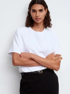 T-shirt signature structuré - Blanc — photo 5