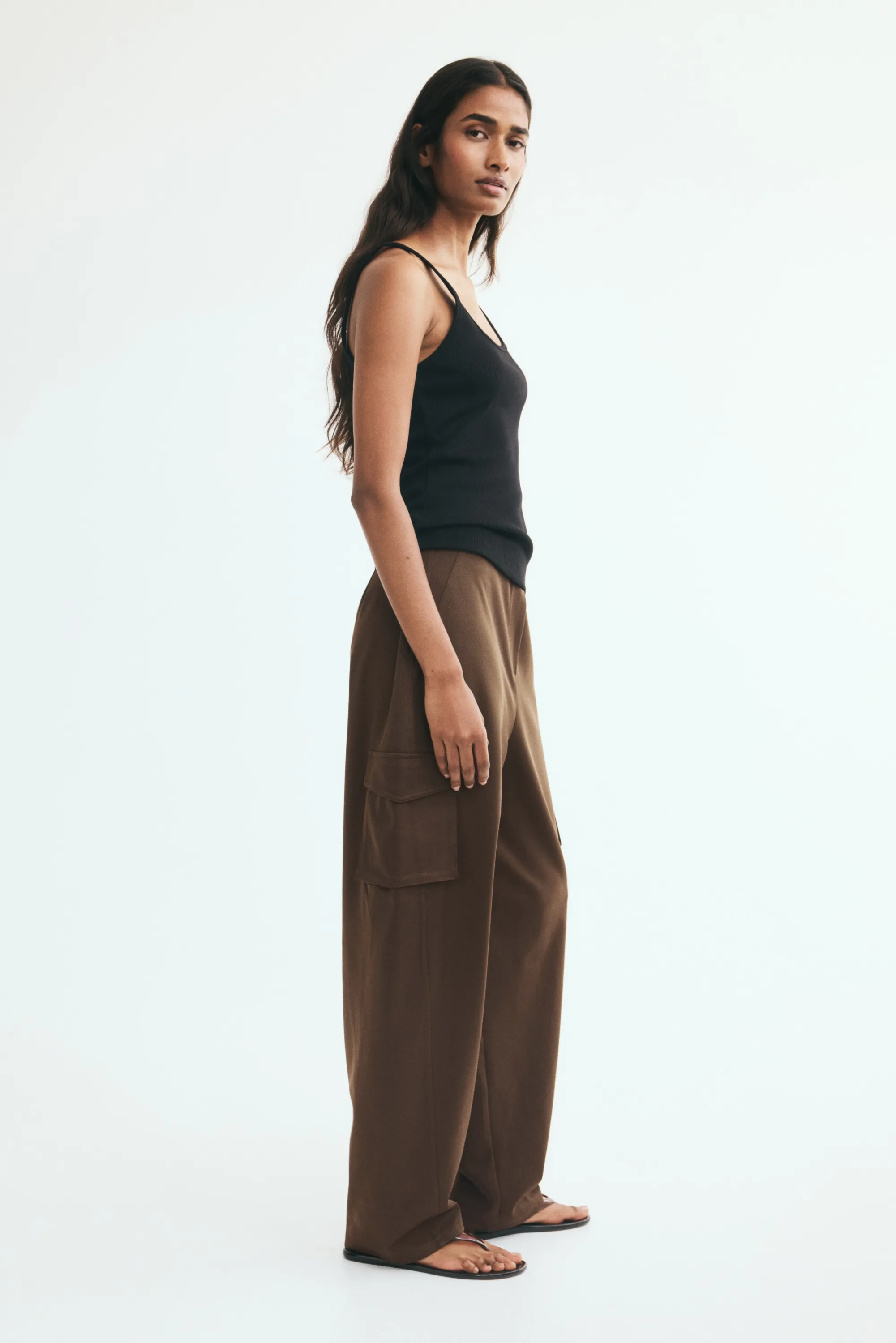 Pantalon cargo loose - Marron foncé