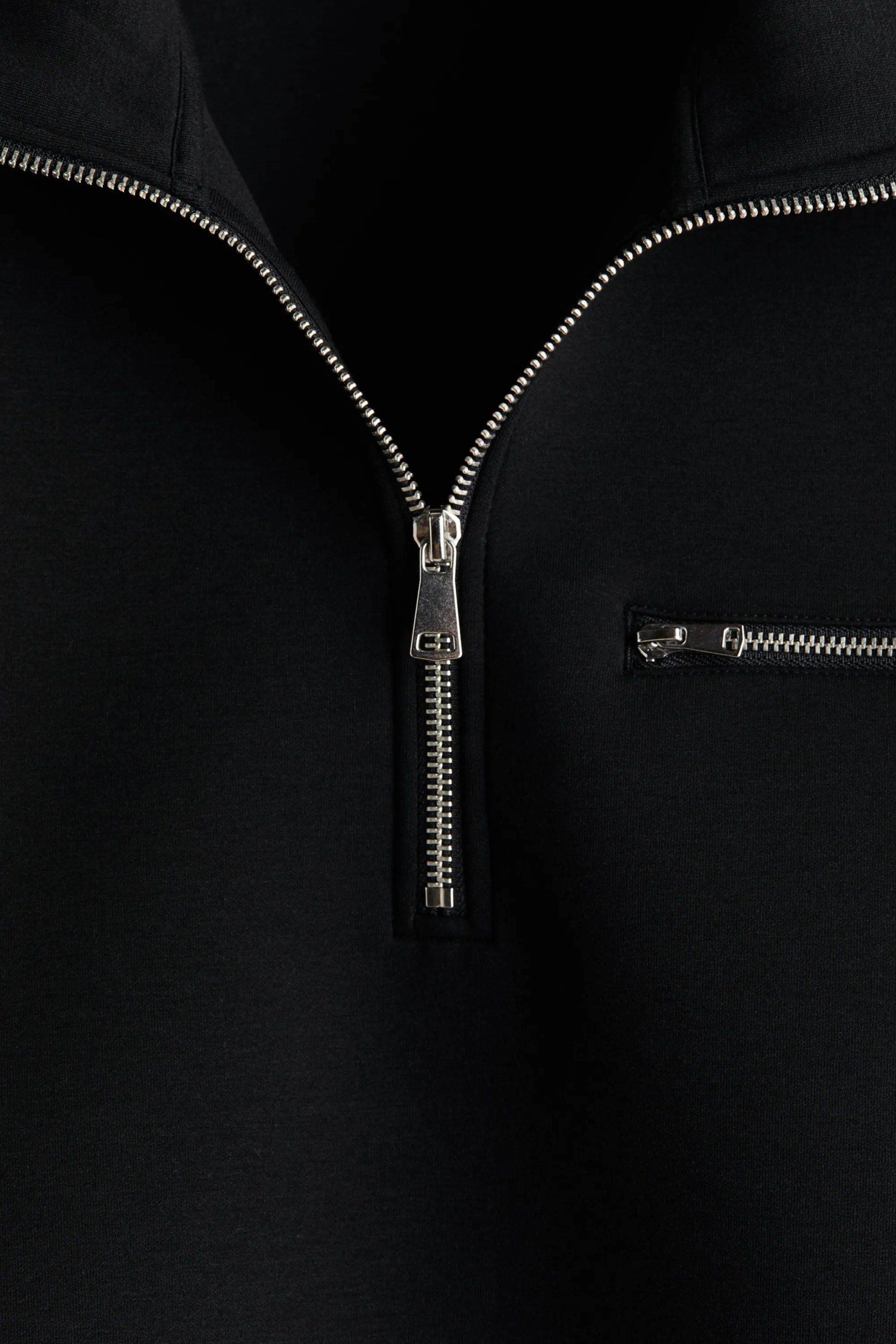 Sweat à col zippé Relaxed Fit en scuba - Noir