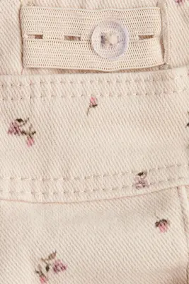 Pantalon large en twill - Beige clair/fleuri — photo 1