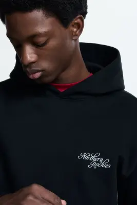 Hoodie imprimé Relaxed Fit - Noir/Northern Rockies — photo 2