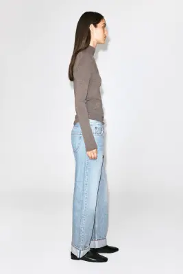 JEAN FOLDE À JAMBE INCURVÉE ET REVERS - BLEU — photo 4