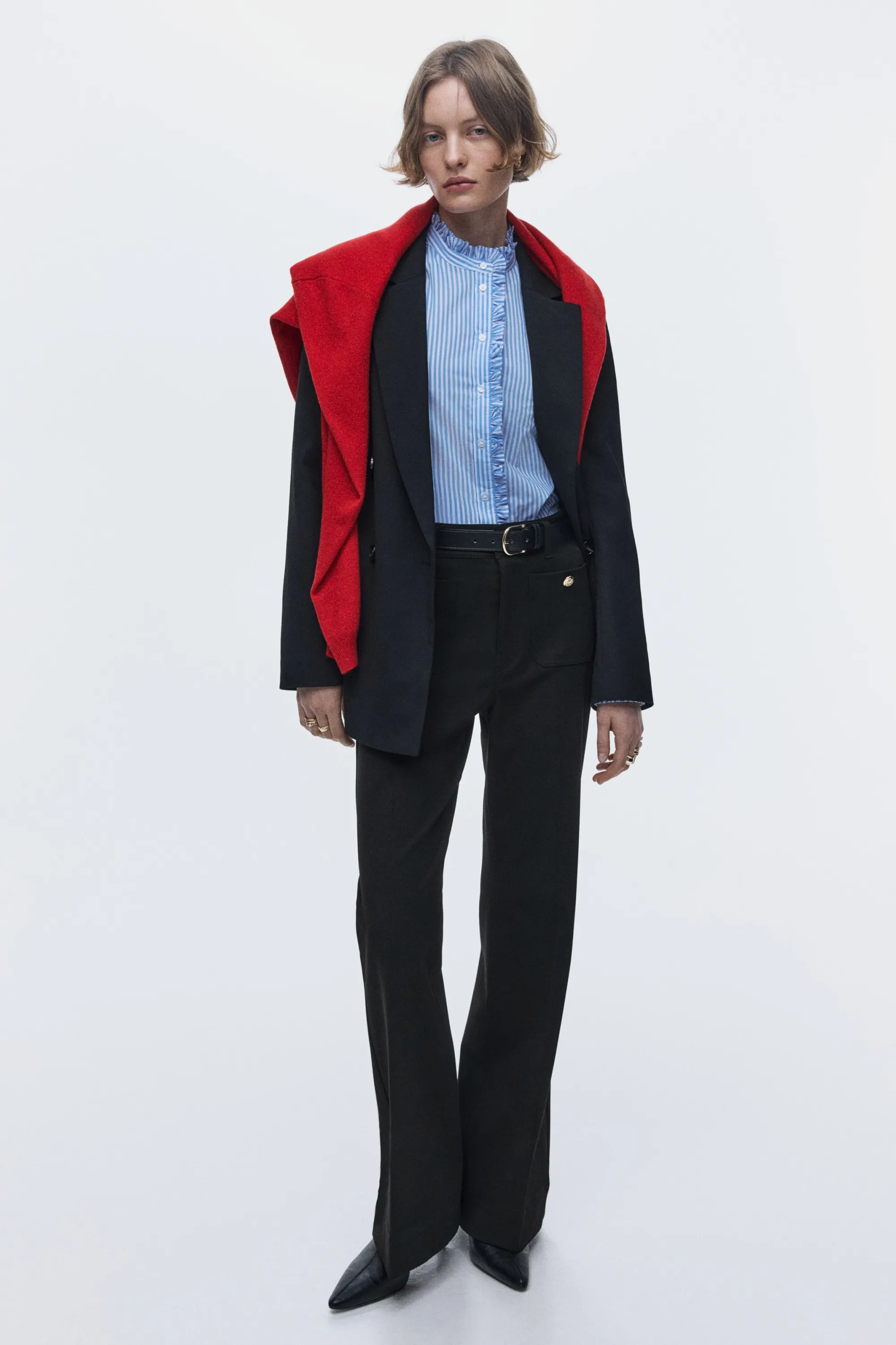 Pantalon évasé en twill - Noir