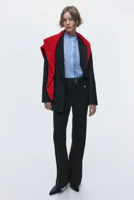 Pantalon évasé en twill - Noir — photo 1