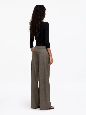 Pantalon tailleur en laine mélangée - Marron foncé — photo 2