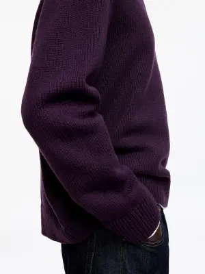 Pull en maille de laine épaisse - Mauve foncé — photo 4