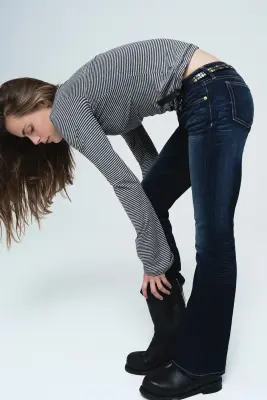 Jean bootcut skinny taille basse Luna - Storm Blue - Bleu foncé — photo 4