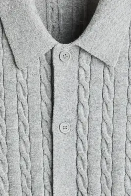 Chemise Regular Fit en maille torsadée - Gris — photo 4