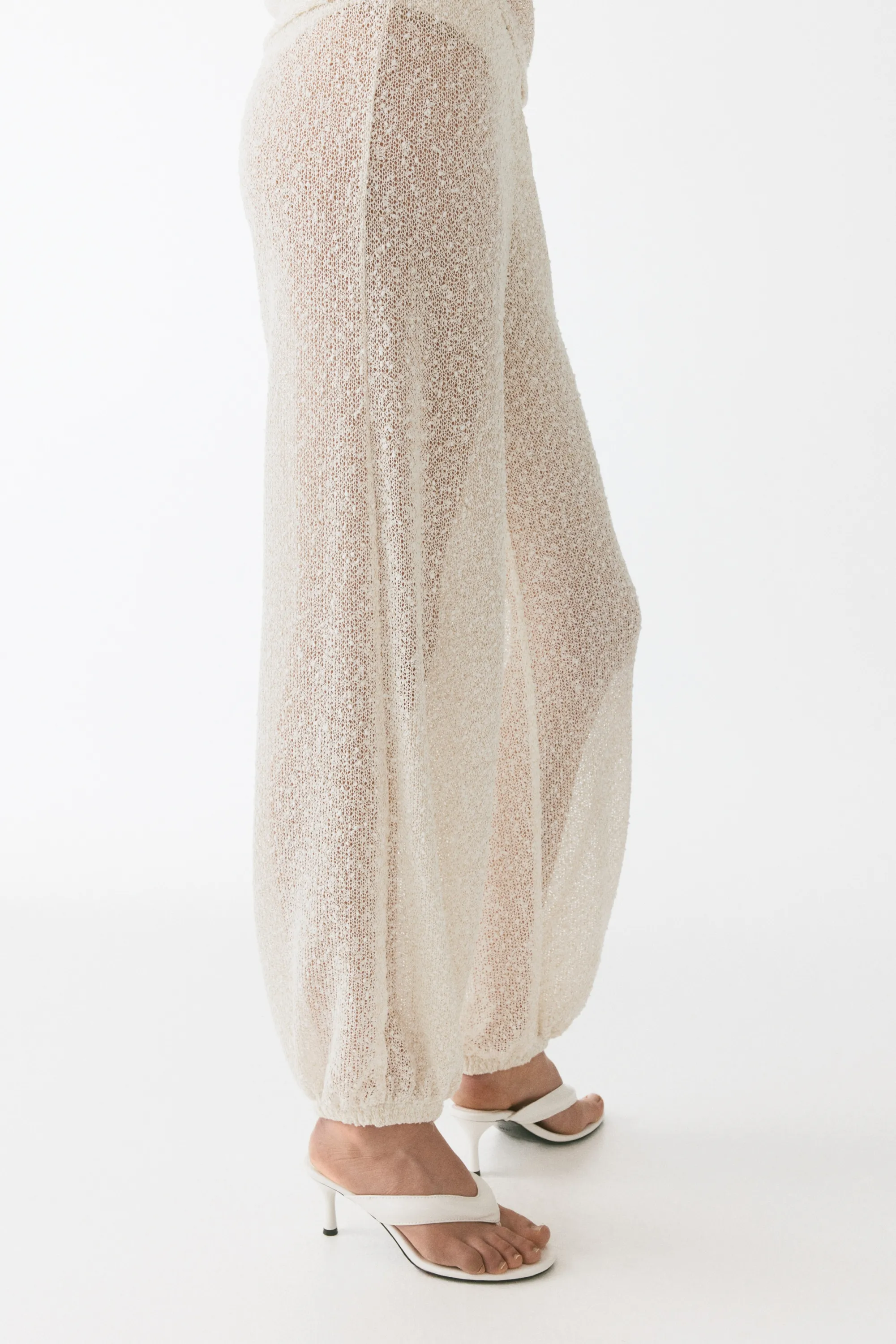 Pantalon en maille scintillante - Crème