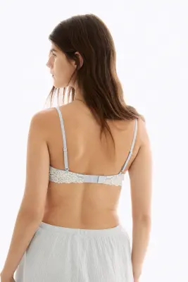 Soutien-gorge push-up en dentelle - Bleu clair/crème — photo 2