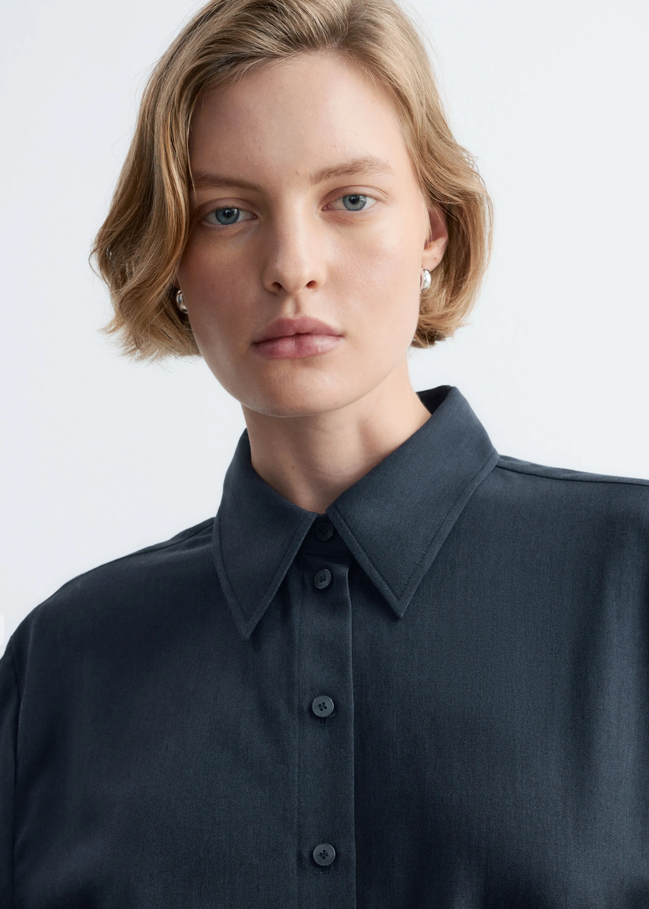 Chemise plissée à la taille - Bleu foncé