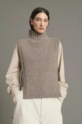 PULL OR BEIGE/GRIS — photo 3