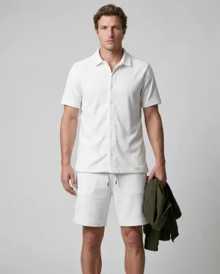 Chemise Blanche Manches Courtes en Coton Organique / Polyamide
