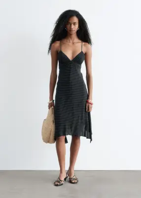 Robe nuisette midi à pois - Noir/À micro pois — photo 2