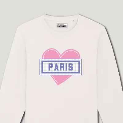 SWEAT-SHIRT COTON BIO IMPRIMÉ - COEUR PARIS - ÉCRU — photo 2