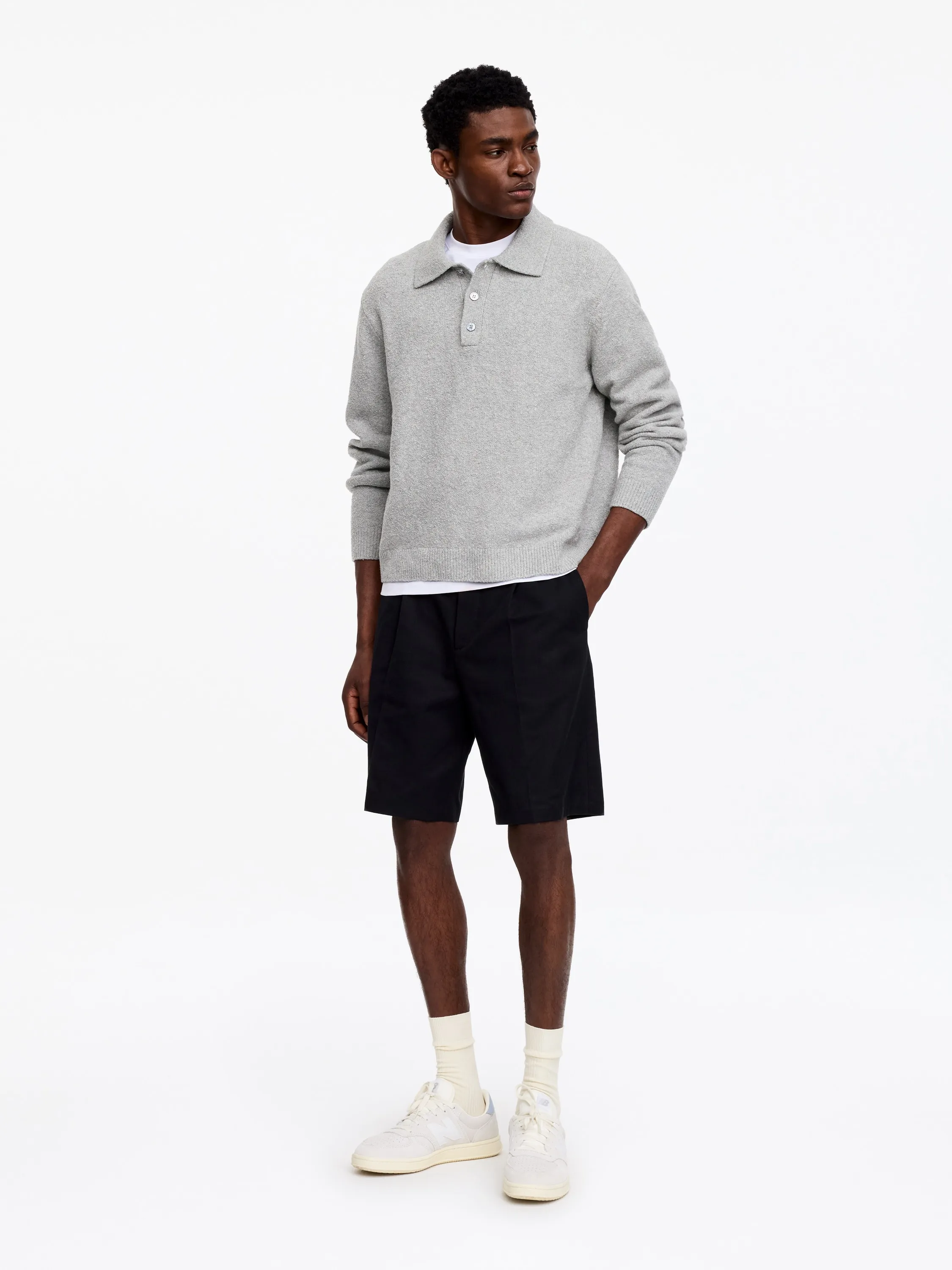 Polo en maille de coton mélangé - gris