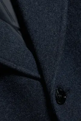 Manteau oversize en laine mélangée à boutonnage simple - Bleu foncé chiné — photo 5