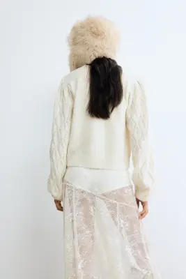 Gilet en maille pointelle - Beige clair — photo 4