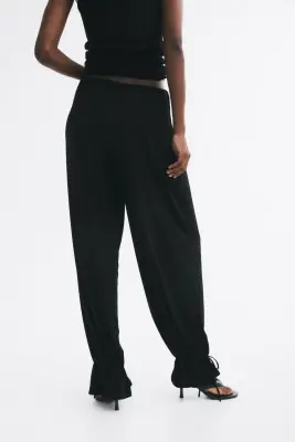 Pantalon ballon avec détails à nouer - Noir — photo 3