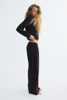 Pantalon jogger en velours - Violet foncé — photo 1