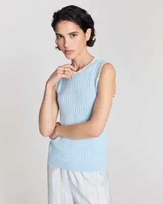 Top Kahny bleu ciel et blanc — photo 8