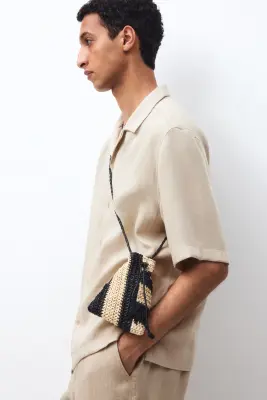 Chemise Relaxed Fit avec col cubain - Beige — photo 3