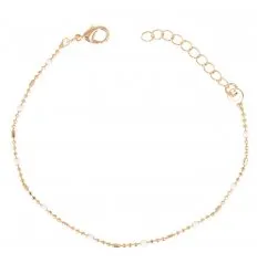 Bracelet plaque or boule blanche 22657-18-blanc