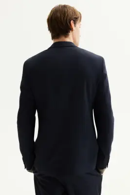 Veste Slim Fit en laine mélangée - Bleu marine — photo 3