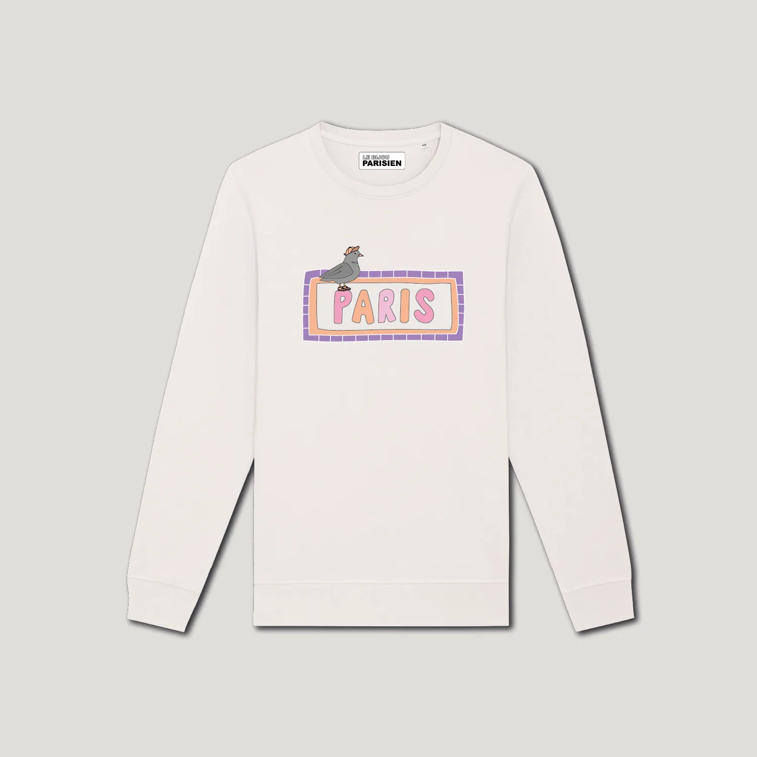SWEAT-SHIRT ENFANT COTON BIO – PARIS - PIGEON - ÉCRU