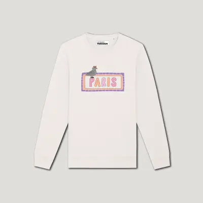 SWEAT-SHIRT ENFANT COTON BIO – PARIS - PIGEON - ÉCRU
